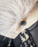 Sierra Quilted Aztec Jacket with Faux Fur Collar – Black & Ivory Wool Blend - Apparel - Lucky & Blessed - Bronco Western Supply Co.