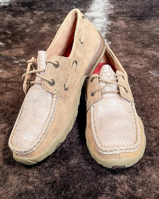 Sierra Twisted X Boat Shoe Driving Moc - Dusty Tan & Snake Print – Women's Shoes from Bronco Western Supply Co.