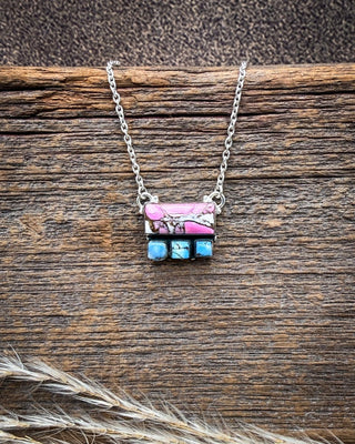 Silver Lark Cotton Candy and Golden Hills Turquoise Necklace – Necklace from Bronco Western Supply Co.