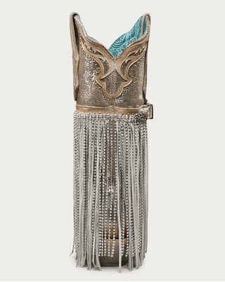 Silver Revelry Crystal Fringe Snip Toe Boots in Silver and Gold by Corral Boots – Women's Boots from Bronco Western Supply Co.