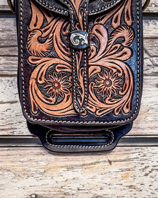 Silver Royal - Leather Rear Cinch/Horn Bag - Tooled – Saddle Bags from Bronco Western Supply Co.