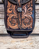 Silver Royal - Leather Rear Cinch/Horn Bag - Tooled - Saddle Bags - Tough 1 - Bronco Western Supply Co.