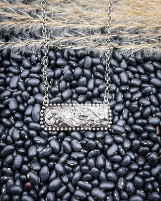 Silverthorne Etched Bar Necklace – Jewelry from Bronco Western Supply Co.