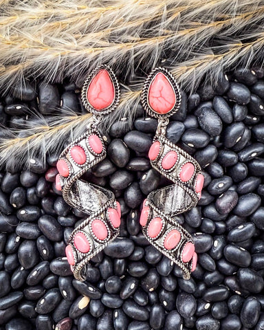 Sister Post Dangle Fashion Earrings - Pink - Jewelry - Blue Tortoise - Bronco Western Supply Co.