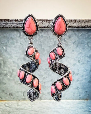 Sister Post Dangle Fashion Earrings - Pink – Jewelry from Bronco Western Supply Co.