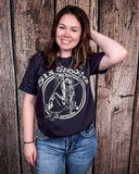 Six Shooter Distressed Graphic Tee - Faded Black - Apparel - Country Deep Apparel - Bronco Western Supply Co.