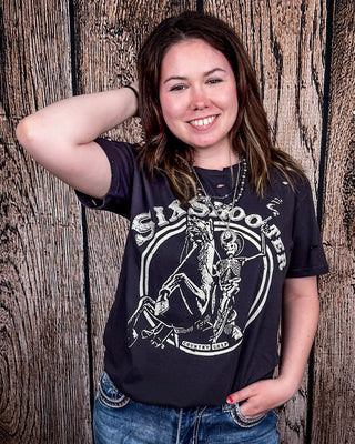 Six Shooter Distressed Graphic Tee - Faded Black – Apparel from Bronco Western Supply Co.
