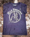 Six Shooter Distressed Graphic Tee - Faded Black - Apparel - Country Deep Apparel - Bronco Western Supply Co.