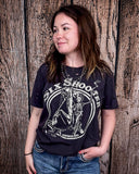 Six Shooter Distressed Graphic Tee - Faded Black - Apparel - Country Deep Apparel - Bronco Western Supply Co.