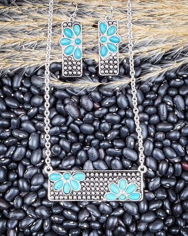 Skyline Bloom Fashion Bar Necklace Set - Jewelry - Blue Tortoise - Bronco Western Supply Co.
