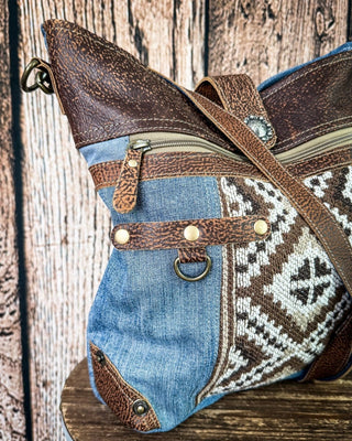 Sofia Mia Denim Rug Crossbody Bag by Myra Bag – Purses & Wallets from Bronco Western Supply Co.