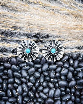 Solace Sunburst Fashion Stud Earrings in Turquoise – Jewelry from Bronco Western Supply Co.