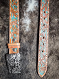Sonoma - Brown and Turquoise Buckstitch Hooey belt - Apparel - Hooey - Bronco Western Supply Co.
