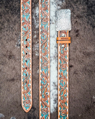 Sonoma - Brown and Turquoise Buckstitch Hooey belt – Apparel from Bronco Western Supply Co.