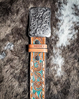 Sonoma - Brown and Turquoise Buckstitch Hooey belt – Apparel from Bronco Western Supply Co.