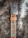 Sonoma - Brown and Turquoise Buckstitch Hooey belt - Apparel - Hooey - Bronco Western Supply Co.