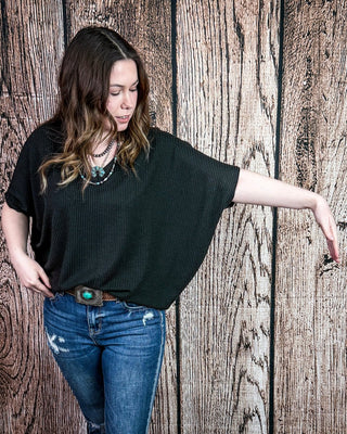 Sonora Flow Ribbed Batwing Top in Black – Apparel from Bronco Western Supply Co.