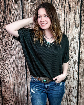 Sonora Flow Ribbed Batwing Top in Black – Apparel from Bronco Western Supply Co.