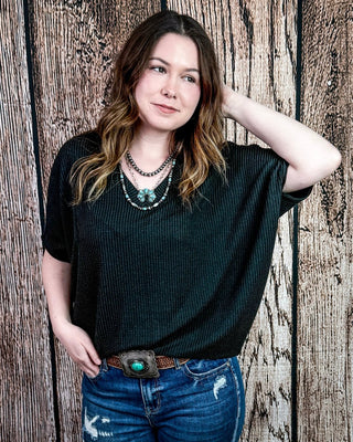 Sonora Flow Ribbed Batwing Top in Black – Apparel from Bronco Western Supply Co.