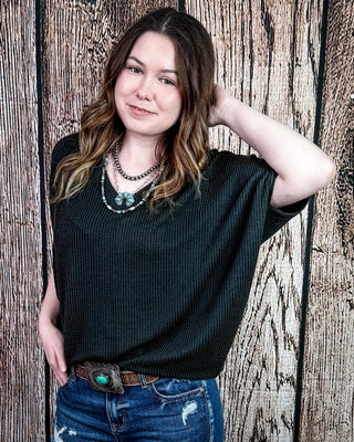 Sonora Flow Ribbed Batwing Top in Black – Apparel from Bronco Western Supply Co.