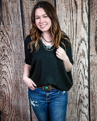Sonora Flow Ribbed Batwing Top in Black – Apparel from Bronco Western Supply Co.