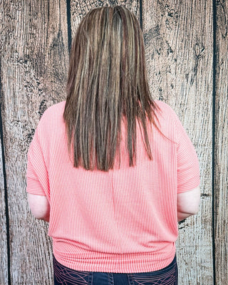 Sonora Flow Ribbed Batwing Top in Coral – Apparel from Bronco Western Supply Co.