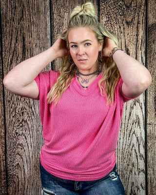 Sonora Flow Ribbed Batwing Top in Fuchsia – Apparel from Bronco Western Supply Co.