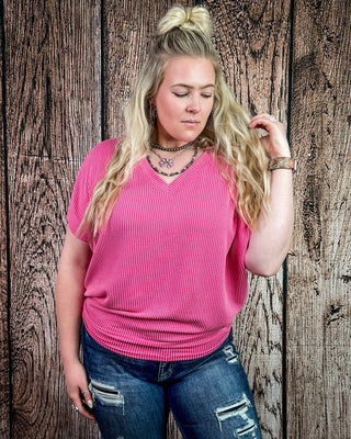 Sonora Flow Ribbed Batwing Top in Fuchsia – Apparel from Bronco Western Supply Co.