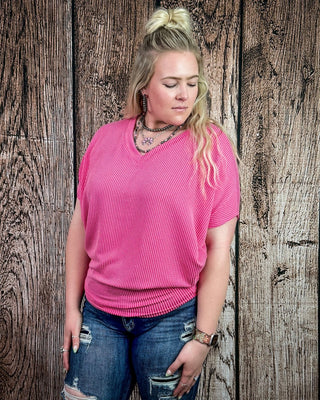 Sonora Flow Ribbed Batwing Top in Fuchsia – Apparel from Bronco Western Supply Co.