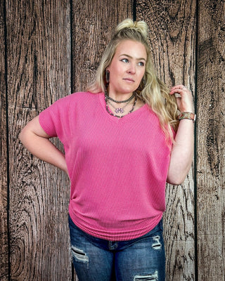 Sonora Flow Ribbed Batwing Top in Fuchsia – Apparel from Bronco Western Supply Co.