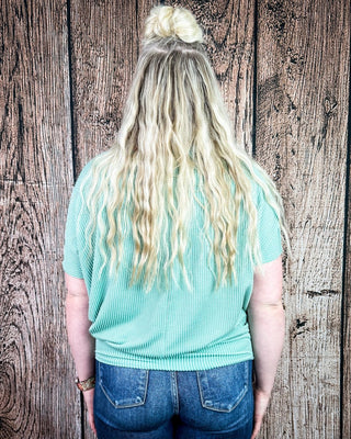 Sonora Flow Ribbed Batwing Top in Light Jade – Apparel from Bronco Western Supply Co.