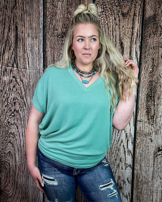 Sonora Flow Ribbed Batwing Top in Light Jade – Apparel from Bronco Western Supply Co.