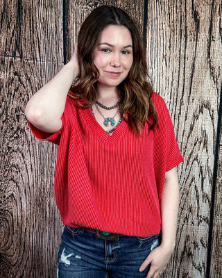 Sonora Flow Ribbed Batwing Top in Ruby – Apparel from Bronco Western Supply Co.