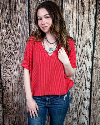 Sonora Flow Ribbed Batwing Top in Ruby – Apparel from Bronco Western Supply Co.