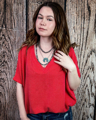 Sonora Flow Ribbed Batwing Top in Ruby – Apparel from Bronco Western Supply Co.
