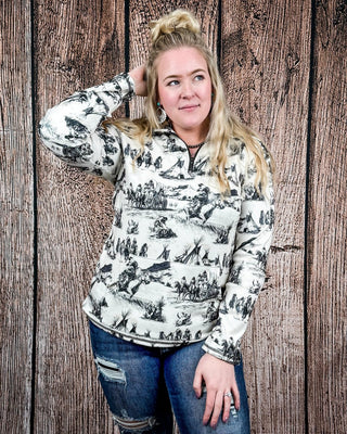 Spirit of the Plains Quarter Zip Pullover by Sterling Kreek – Apparel from Bronco Western Supply Co.