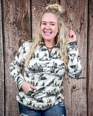 Spirit of the Plains Quarter Zip Pullover by Sterling Kreek – Apparel from Bronco Western Supply Co.