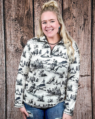Spirit of the Plains Quarter Zip Pullover by Sterling Kreek – Apparel from Bronco Western Supply Co.