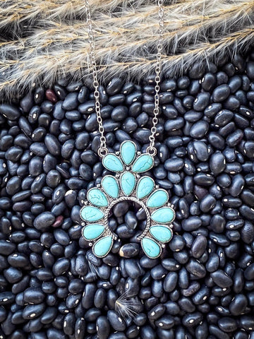 Squash Blossom Chain Fashion Necklace - Jewelry - Blue Tortoise - Bronco Western Supply Co.