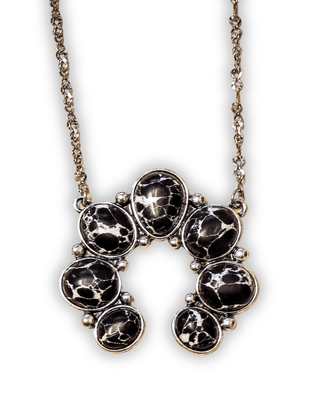 Squash Blossom Chain Necklace - Black - Western Jewelry - Bronco Western Supply Co.