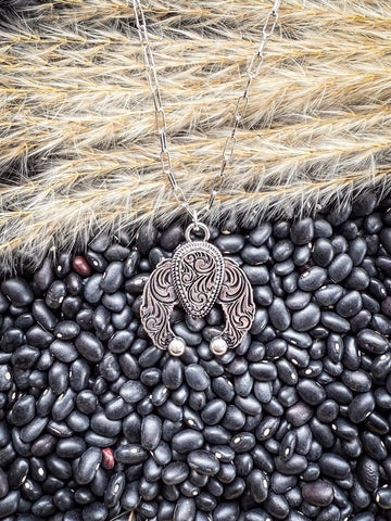 Squash Blossom Chain Necklace - Engraved - Jewelry - Blue Tortoise - Bronco Western Supply Co.