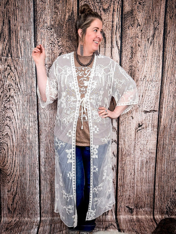 Stampede Embroidered Mesh Lace Duster - Apparel - Lucky & Blessed - Bronco Western Supply Co.