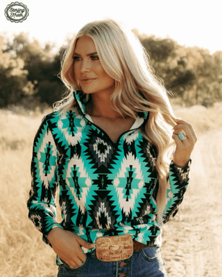 Sterling Kreek - Aztec Everest Fitted Pullover – Shirts & Tops from Bronco Western Supply Co.