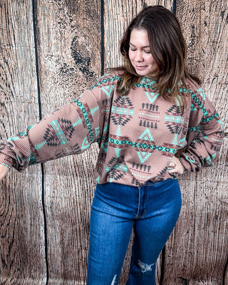 Sterling Kreek - Colorado Sunset Ribbed Sweater Top – Shirts & Tops from Bronco Western Supply Co.