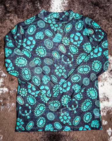 Sterling Kreek - Forever in Turquoise Mesh Top - Apparel - Sterling Kreek - Bronco Western Supply Co.