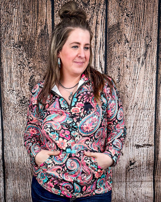 Sterling Kreek - Midnight Bloom Fitted Pullover – Shirts & Tops from Bronco Western Supply Co.