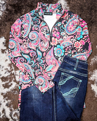Sterling Kreek - Midnight Bloom Fitted Pullover – Shirts & Tops from Bronco Western Supply Co.