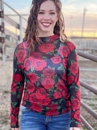 Sterling Kreek - Rose of My Heart Mesh Top – Apparel from Bronco Western Supply Co.