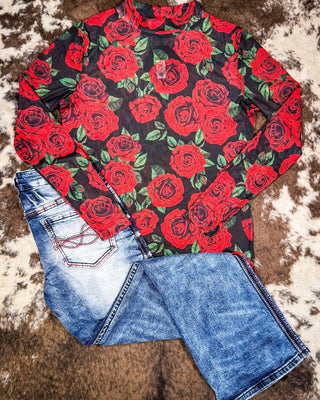 Sterling Kreek - Rose of My Heart Mesh Top – Apparel from Bronco Western Supply Co.