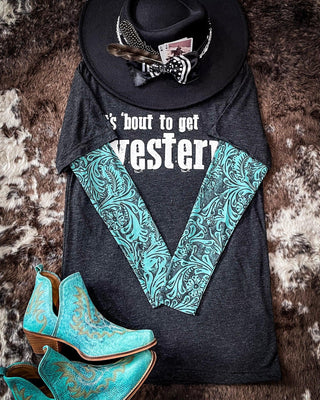 Sterling Kreek - Tooled in Turquoise Mesh Top – Apparel from Bronco Western Supply Co.